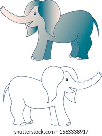 Funny elephant vector cartoon colored illustration sketch animal blue