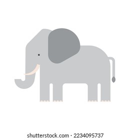 Funny elephant vector illustration. Flat simple geometric image of largel African animal. Perfect for textile, kids products. Wildlife, animal concept.