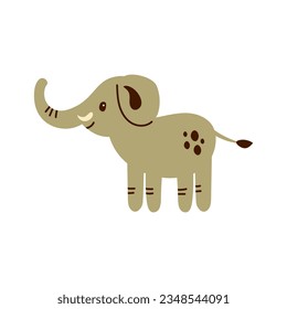 Graciosa ilustración vectorial de elefantes. elefante infantil dibujado a mano. Animales de fauna silvestre adorables al estilo escandinavo