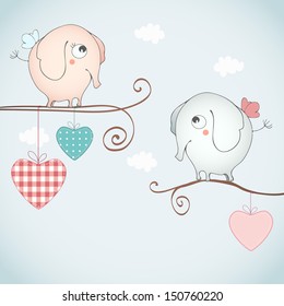 Funny elephants falling in love.