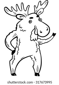 Funny Elk. black and white