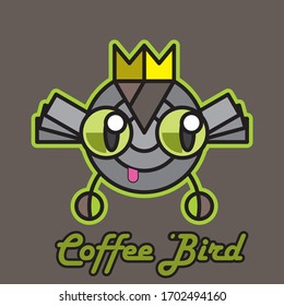 Hübsches Emblem-Konzept, Coffee Logo-Design für Unternehmen. Flacher Stil, Vektorillustration.