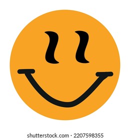 Funny emoji in groovy style . Vector design icon