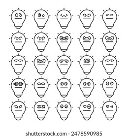 divertidos iconos de emoticonos conjunto de Ilustración vectorial