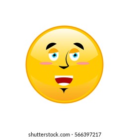 Funny Emoji isolated. Cheerful yellow circle emotion isolated

