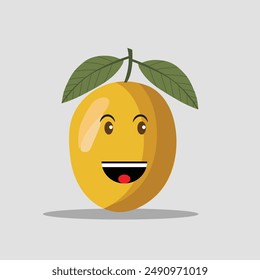 Funny Emoji Mango World Mango Day 22 July. Victor Art illustration with Flat Background.