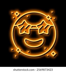 funny emoji neon light sign vector. funny emoji illustration
