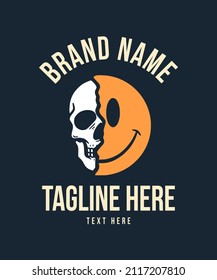 Funny Emoji Vector Illustration of Skull