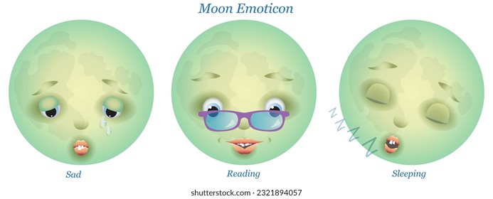 Funny emoticon with the face of the moon