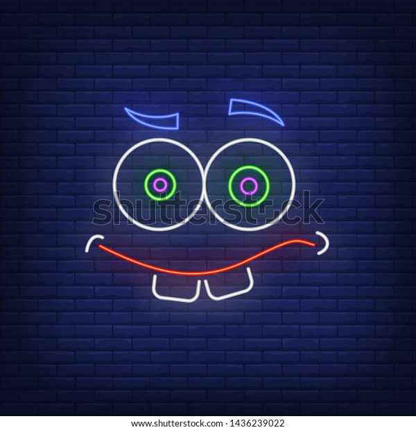 Funny Emoticon Neon Sign Face Expression Stock Vector (Royalty Free ...