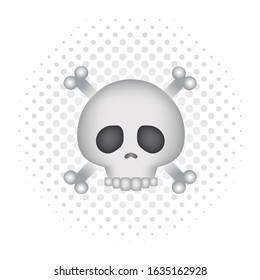 Funny emoticon of a skull. 3d icon of a skull.