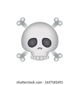 Funny emoticon of a skull. 3d icon of a skull.