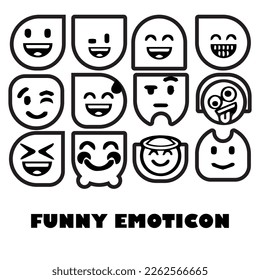 Funny emoticon with various form