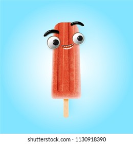 Funny emoticons on realistic icecream illustration, vector illustration