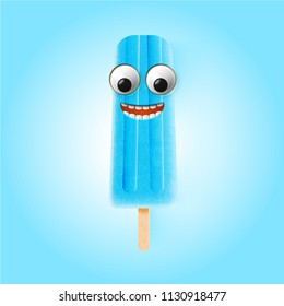 Funny emoticons on realistic icecream illustration, vector illustration