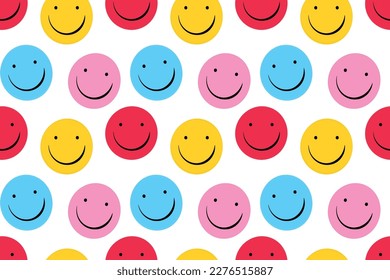 funny emoticons seamless pattern. emotions. faces and muzzles. colorful bright background. vector illustration