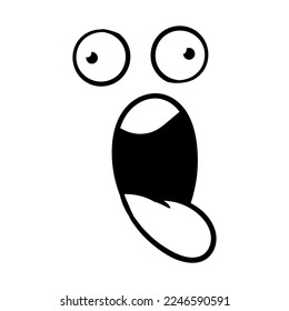 Funny emotion. Cartoon face expression. Line art. Vector hand-drawn illustration isolated on white background.