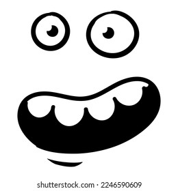 Sonniges Gefühl. Cartoon Gesichtsausdruck. Line Art. Vektorgrafik, handgezeichnet, einzeln auf weißem Hintergrund.