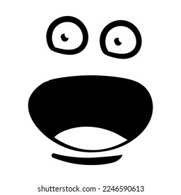 Funny emotion. Cartoon face expression. Line art. Vector hand-drawn illustration isolated on white background.