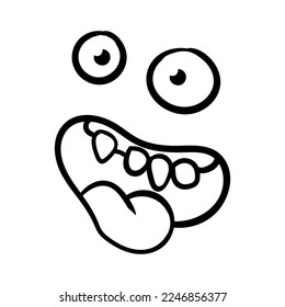 Una emoción divertida. Caricatura en expresión. Arte de línea. Ilustración de vectores dibujada a mano aislada en fondo blanco.