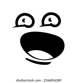 Funny emotion. Cartoon face expression. Line art. Vector hand-drawn illustration isolated on white background.