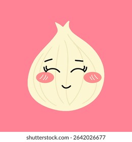 Funny emotion onion isolated on white background.