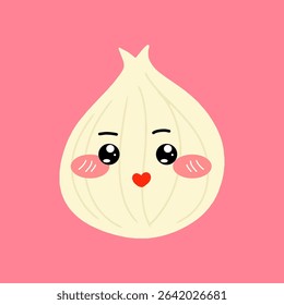 Funny emotion onion isolated on white background.