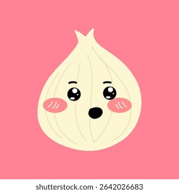 Funny emotion onion isolated on white background.