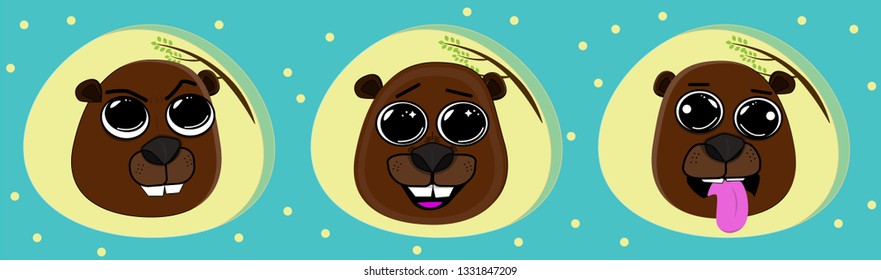 Funny emotional beaver pattern