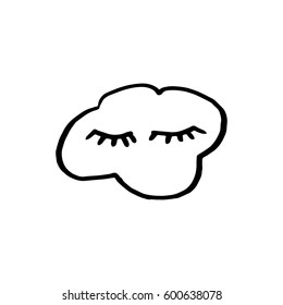 Funny and emotional cartoon hand drawn illustration cloud as a vector.