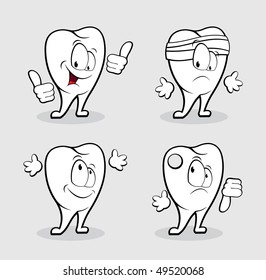 Funny emotional tooth. Vector Illustration