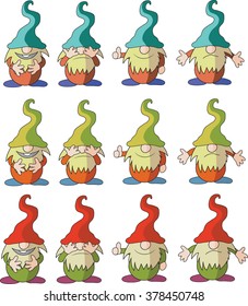 Funny Emotional Vector Gnomes Set