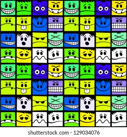 Funny emotions seamless pattern.