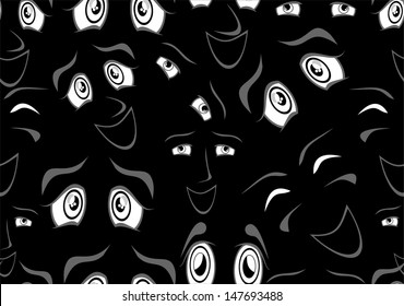 Funny emotions seamless pattern.