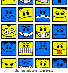 Funny emotions seamless pattern. 