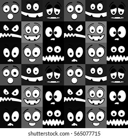 Funny emotions seamless pattern.