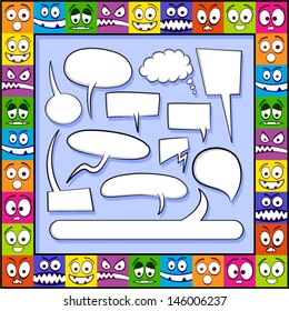 Funny emotions and speech bubbles. 
