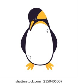 Funny Emperor Penguin as Aquatic Flightless Bird with Flippers Standing Vector Illustration