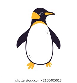 Funny Emperor Penguin as Aquatic Flightless Bird with Flippers Standing Vector Illustration