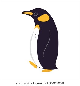 Funny Emperor Penguin as Aquatic Flightless Bird with Flippers Waddling Vector Illustration