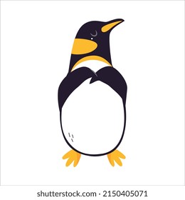 Funny Emperor Penguin as Aquatic Flightless Bird with Flippers Vector Illustration