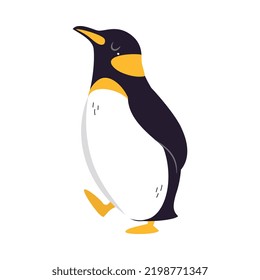 Funny Emperor Penguin As Aquatic Flightless Bird With Flippers Waddling Vector Illustration