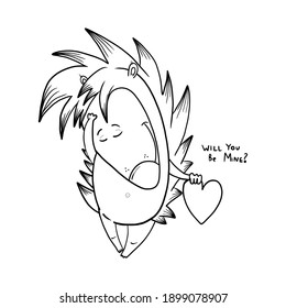 Funny enamored hedgehog, vector illustration for Valentine's Day
