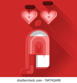 Funny enamored  red emotions