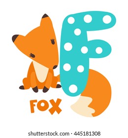 Funny English Alphabet Letter F Fox Vector Illustration