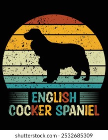 Funny English Cocker Spaniel Vintage Retro Sunset Silhouette Gifts Dog Lover Dog Owner Essential T-Shirt