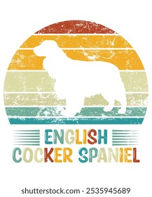 Funny English Cocker Spaniel Vintage Retro Sunset Silhouette Gifts Dog Lover Dog Owner Essential T-Shirt