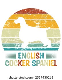 Funny English Cocker Spaniel Vintage Retro Sunset Silhouette Gifts Dog Lover Dog Owner Essential T-Shirt