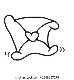 Funny envelope with a heart.Valentine's day
 .On hand-drawn, on a white isolated background.Design for greeting card,banner, coloring.