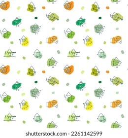 Funny envuelve emociones. Caracteres vectores con puntos de color. Patrón sin brillo en un fondo transparente.